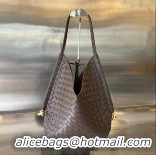 Best Quality Bottega Veneta Medium Solstice Shoulder Bag in Intrecciato Leather 740990 Fondant Brown 2024