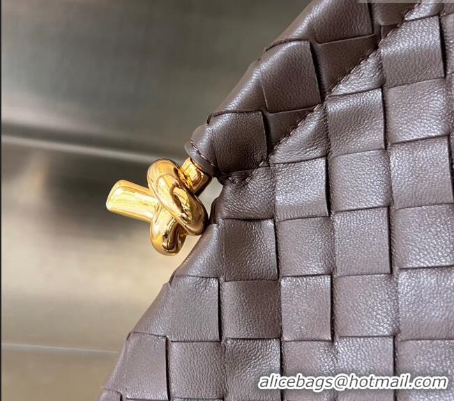 Best Quality Bottega Veneta Medium Solstice Shoulder Bag in Intrecciato Leather 740990 Fondant Brown 2024