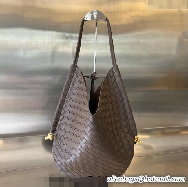 Best Quality Bottega Veneta Medium Solstice Shoulder Bag in Intrecciato Leather 740990 Fondant Brown 2024