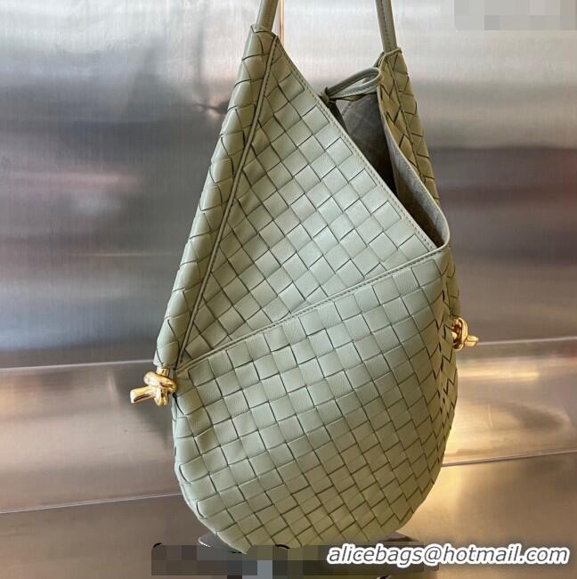 Promotional Bottega Veneta Medium Solstice Shoulder Bag in Intrecciato Leather 740990 Travertine Green 2024