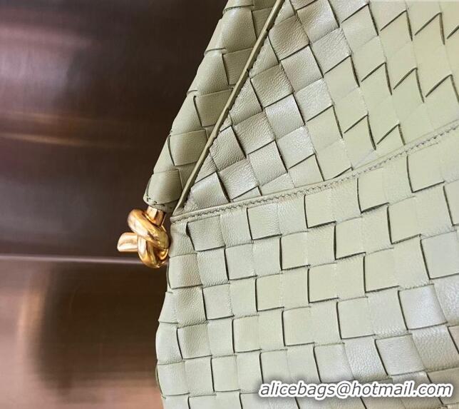 Promotional Bottega Veneta Medium Solstice Shoulder Bag in Intrecciato Leather 740990 Travertine Green 2024