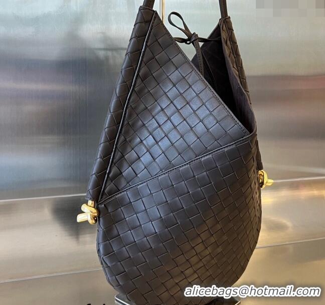 Super Quality Bottega Veneta Medium Solstice Shoulder Bag in Intrecciato Leather 740990 Chocolate Green 2024