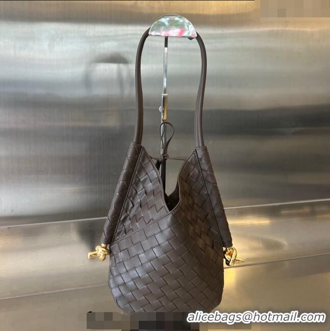 Inexpensive Bottega Veneta Small Solstice Shoulder Bag in Intrecciato Leather 740898 Fondant Brown 2024