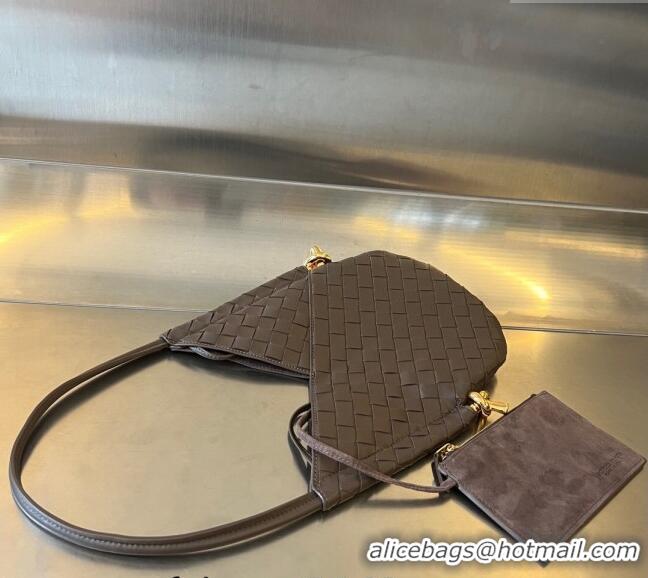 Inexpensive Bottega Veneta Small Solstice Shoulder Bag in Intrecciato Leather 740898 Fondant Brown 2024