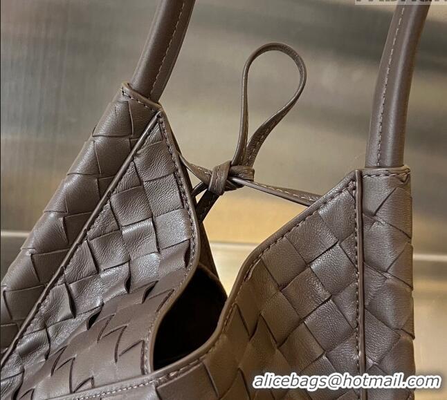 Inexpensive Bottega Veneta Small Solstice Shoulder Bag in Intrecciato Leather 740898 Fondant Brown 2024