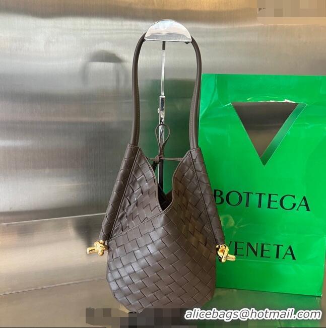 Inexpensive Bottega Veneta Small Solstice Shoulder Bag in Intrecciato Leather 740898 Fondant Brown 2024