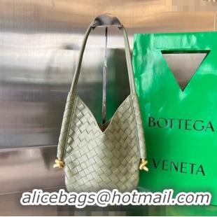 Classic Specials Bottega Veneta Small Solstice Shoulder Bag in Intrecciato Leather 740898 Travertine Green 2024