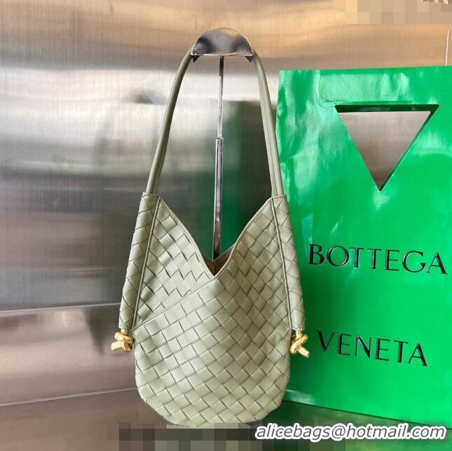 Classic Specials Bottega Veneta Small Solstice Shoulder Bag in Intrecciato Leather 740898 Travertine Green 2024