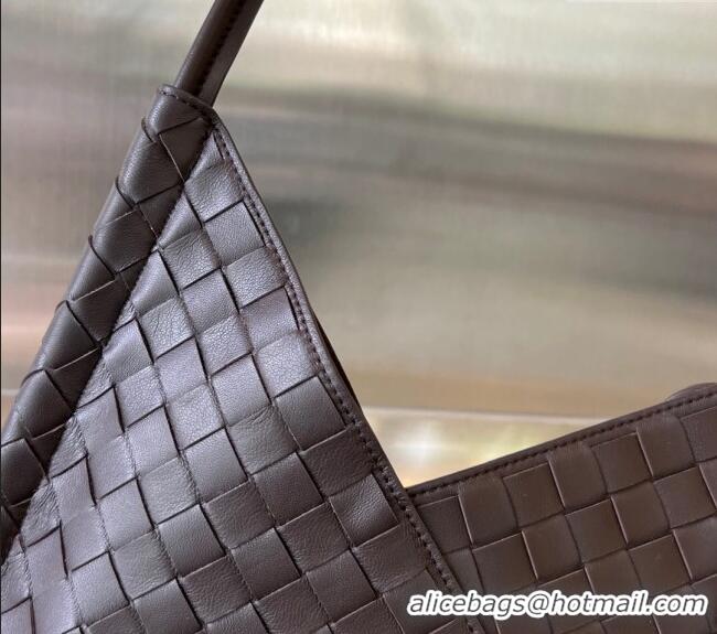 New Design Bottega Veneta Small Solstice Shoulder Bag in Intrecciato Leather 740898 Dark Brown 2024