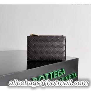 Popular Style Bottega Veneta Medium Intrecciato Leather Bi-Fold Zip Wallet 667468 Fondant Brown 2024