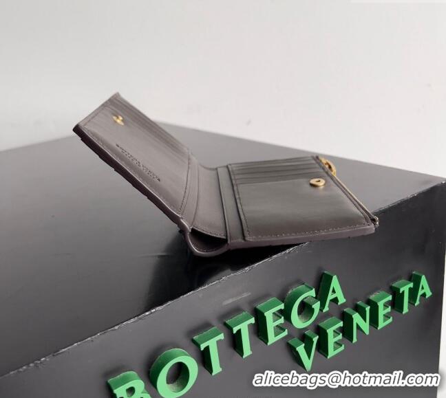 Popular Style Bottega Veneta Medium Intrecciato Leather Bi-Fold Zip Wallet 667468 Fondant Brown 2024