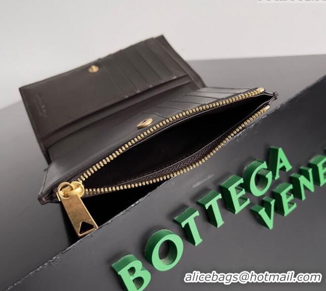 Popular Style Bottega Veneta Medium Intrecciato Leather Bi-Fold Zip Wallet 667468 Fondant Brown 2024