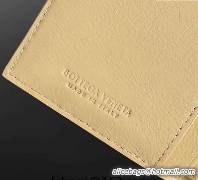 Famous Brand Bottega Veneta Medium Intrecciato Leather Bi-Fold Zip Wallet 667468 Beige 2024