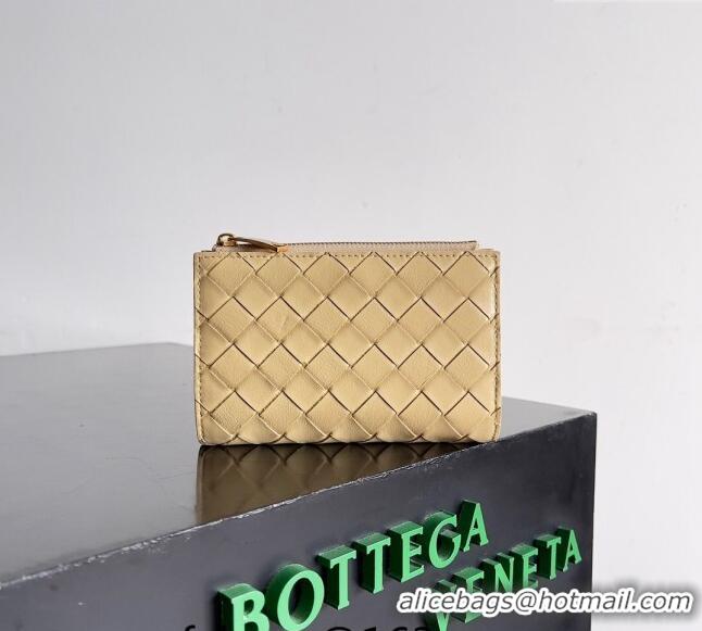 Famous Brand Bottega Veneta Medium Intrecciato Leather Bi-Fold Zip Wallet 667468 Beige 2024