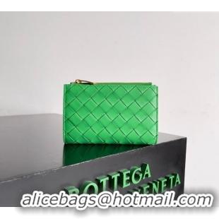 Best Price Bottega Veneta Medium Intrecciato Leather Bi-Fold Zip Wallet 667468 Green 2024