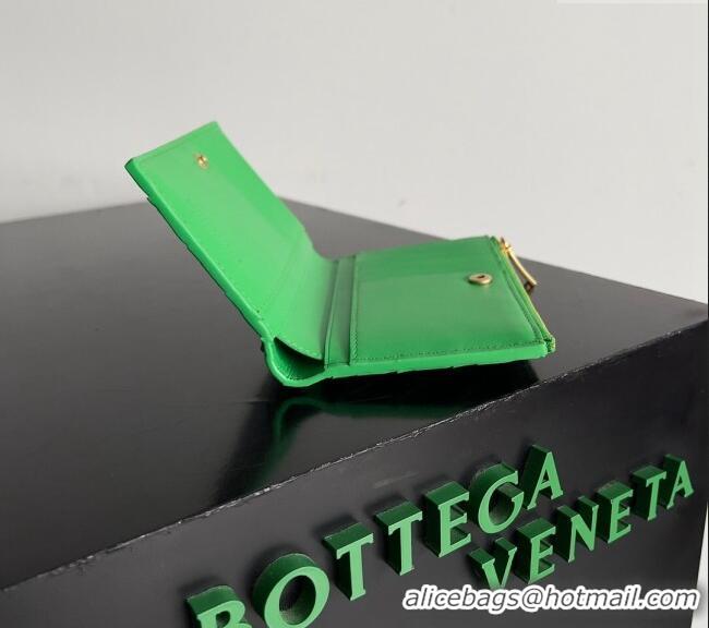 Best Price Bottega Veneta Medium Intrecciato Leather Bi-Fold Zip Wallet 667468 Green 2024