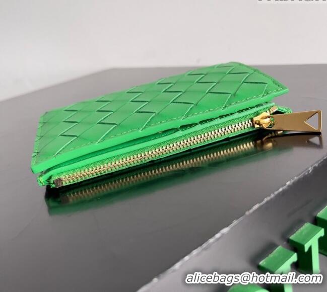 Best Price Bottega Veneta Medium Intrecciato Leather Bi-Fold Zip Wallet 667468 Green 2024