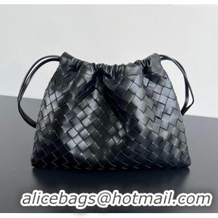 Unique Grade Bottega Veneta Medium Dustbag in Intrecciato Leather 796728 Black 2024