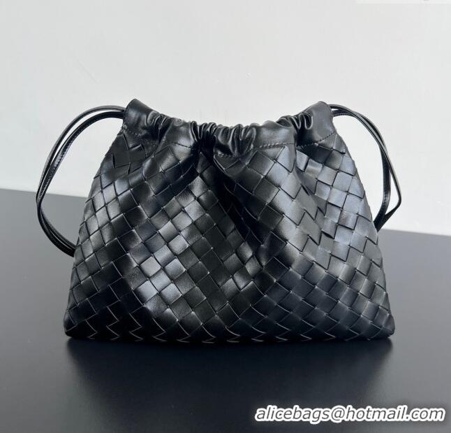 Unique Grade Bottega Veneta Medium Dustbag in Intrecciato Leather 796728 Black 2024