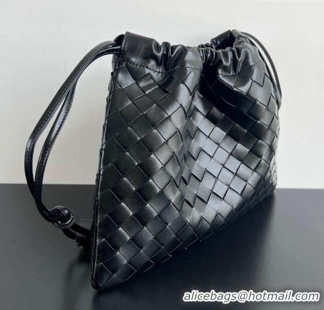 Unique Grade Bottega Veneta Medium Dustbag in Intrecciato Leather 796728 Black 2024