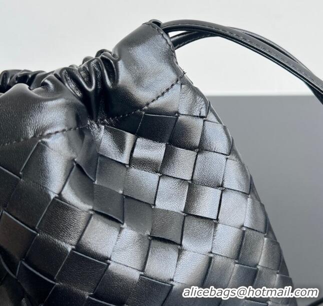 Unique Grade Bottega Veneta Medium Dustbag in Intrecciato Leather 796728 Black 2024