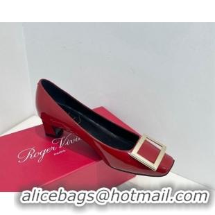 Classic Hot Roger Vivier Trompette Metal Buckle Pumps 4.5cm in Patent Leather Red 611151