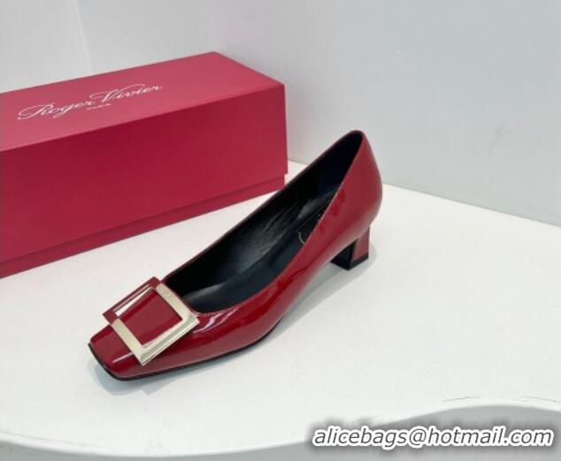 Classic Hot Roger Vivier Trompette Metal Buckle Pumps 4.5cm in Patent Leather Red 611151