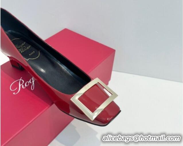 Classic Hot Roger Vivier Trompette Metal Buckle Pumps 4.5cm in Patent Leather Red 611151