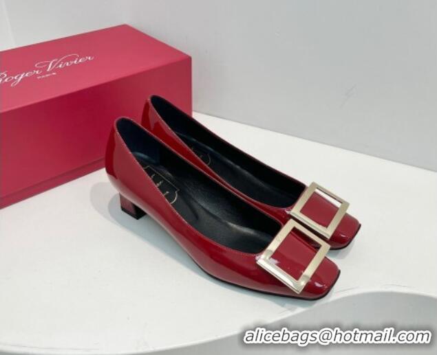 Classic Hot Roger Vivier Trompette Metal Buckle Pumps 4.5cm in Patent Leather Red 611151