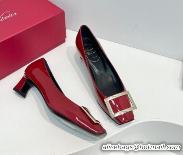 Classic Hot Roger Vivier Trompette Metal Buckle Pumps 4.5cm in Patent Leather Red 611151