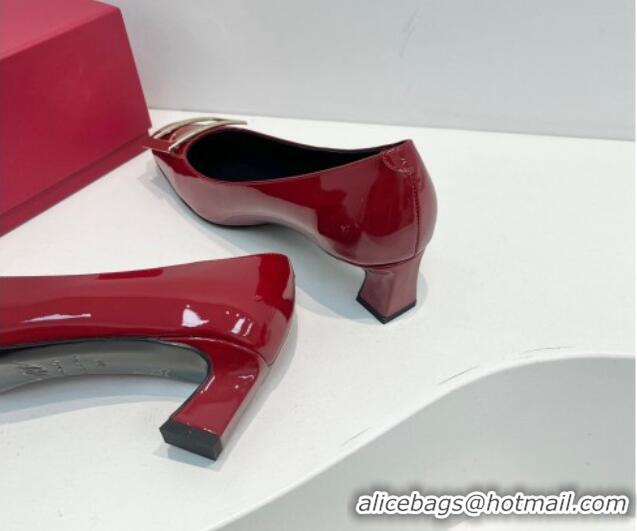 Classic Hot Roger Vivier Trompette Metal Buckle Pumps 4.5cm in Patent Leather Red 611151