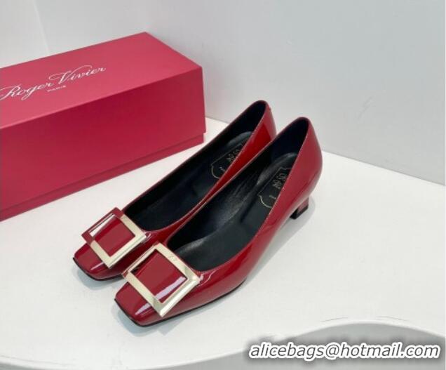 Classic Hot Roger Vivier Trompette Metal Buckle Pumps 4.5cm in Patent Leather Red 611151