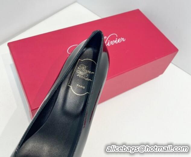 Sophisticated Roger Vivier Belle Vivier Metal Buckle Pumps 4.5cm in Patent Leather Black 611159