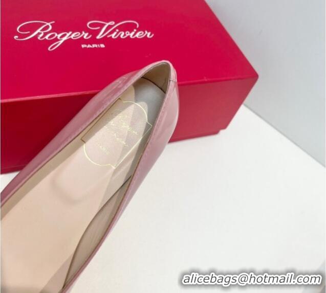 Perfect Roger Vivier Belle Vivier Metal Buckle Ballerinas Flat in Patent Leather Pink 611164