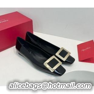 Durable Roger Vivier Belle Vivier Metal Buckle Ballerinas Flat in Patent Leather Black 611166