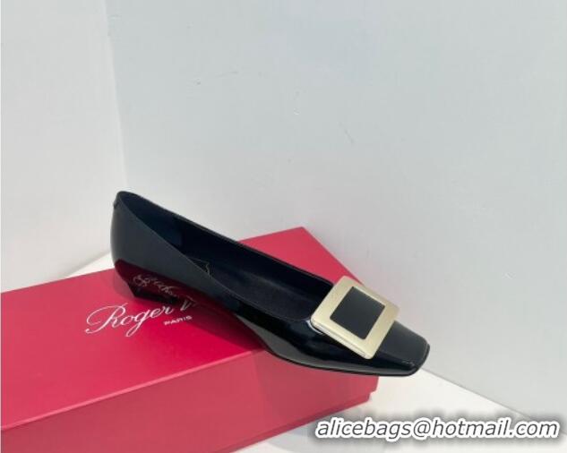 Durable Roger Vivier Belle Vivier Metal Buckle Ballerinas Flat in Patent Leather Black 611166