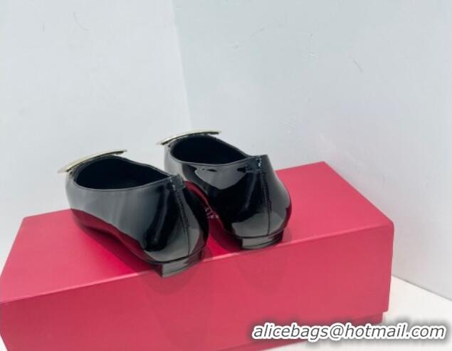 Durable Roger Vivier Belle Vivier Metal Buckle Ballerinas Flat in Patent Leather Black 611166