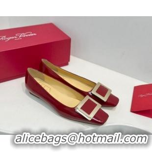  Unique Style Roger Vivier Belle Vivier Metal Buckle Ballerinas Flat in Patent Leather Red 611167