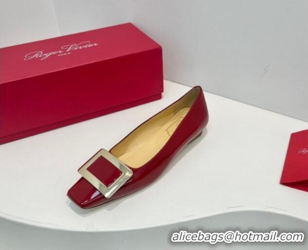  Unique Style Roger Vivier Belle Vivier Metal Buckle Ballerinas Flat in Patent Leather Red 611167