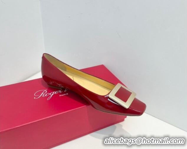  Unique Style Roger Vivier Belle Vivier Metal Buckle Ballerinas Flat in Patent Leather Red 611167