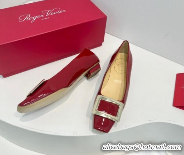  Unique Style Roger Vivier Belle Vivier Metal Buckle Ballerinas Flat in Patent Leather Red 611167