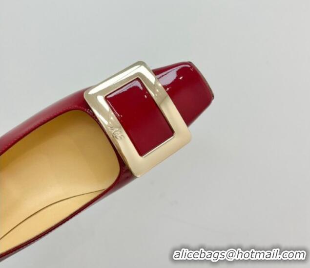  Unique Style Roger Vivier Belle Vivier Metal Buckle Ballerinas Flat in Patent Leather Red 611167