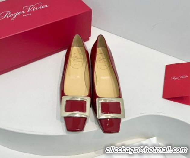  Unique Style Roger Vivier Belle Vivier Metal Buckle Ballerinas Flat in Patent Leather Red 611167