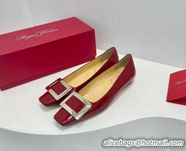  Unique Style Roger Vivier Belle Vivier Metal Buckle Ballerinas Flat in Patent Leather Red 611167