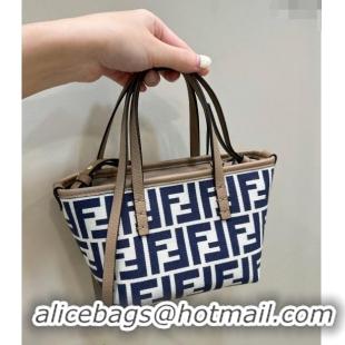 Buy Cheap Fendi Roll Mini Tote bag in FF jacquard F8655 Dark Blue 2024