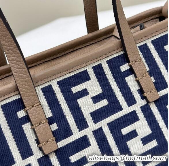 Buy Cheap Fendi Roll Mini Tote bag in FF jacquard F8655 Dark Blue 2024