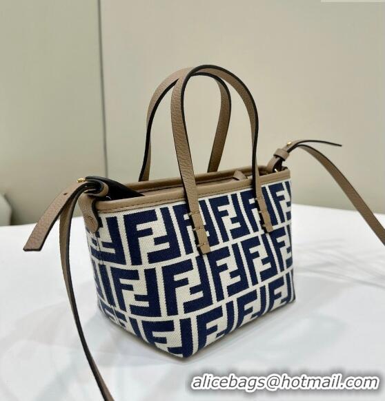 Buy Cheap Fendi Roll Mini Tote bag in FF jacquard F8655 Dark Blue 2024