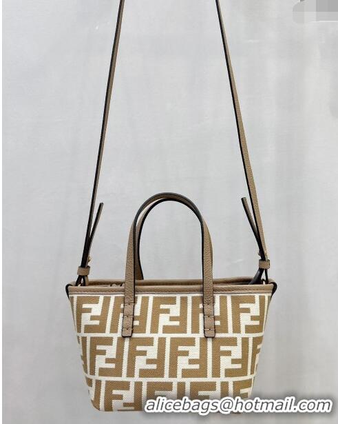 Trendy Design Fendi Roll Mini Tote bag in FF jacquard F8655 Beige 2024