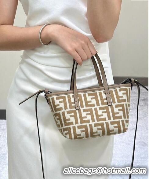 Trendy Design Fendi Roll Mini Tote bag in FF jacquard F8655 Beige 2024