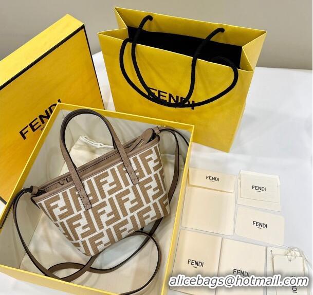 Trendy Design Fendi Roll Mini Tote bag in FF jacquard F8655 Beige 2024